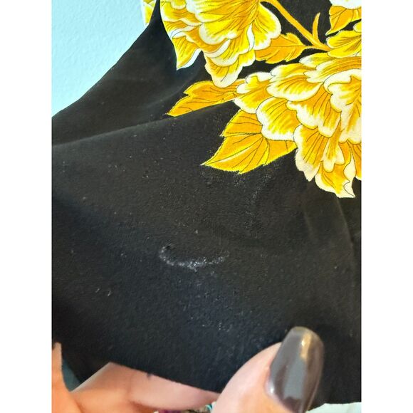 70s Vintage Mr Dino RARE Yellow Floral Mod Long SleeveSize 10 Zip Signed Blouse - Picture 10 of 10